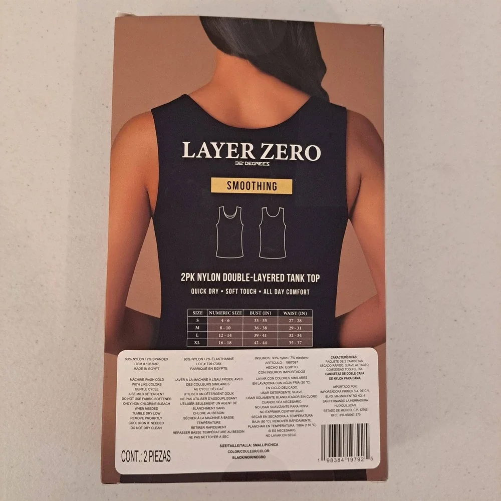 Layer Zero Womens Tank S Black NWT 2PK Nylon Double Layered 1740-196